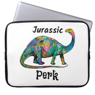 Jurassic Perk Farbiger Dinosaurier Weiß Laptopschutzhülle