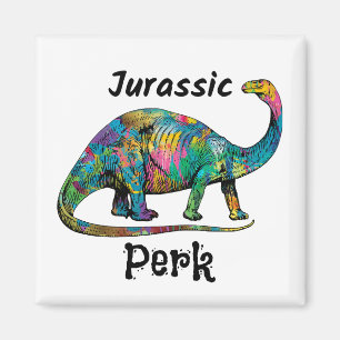 Jurassic Perk Farbiger Dinosaurier Weiß Magnet