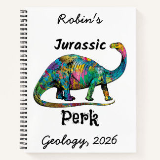 Jurassic Perk Farbiger Dinosaurier Weiß Notizbuch