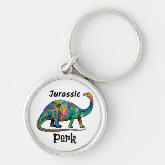 Jurassic Perk Farbiger Dinosaurier Weiß Schlüsselanhänger