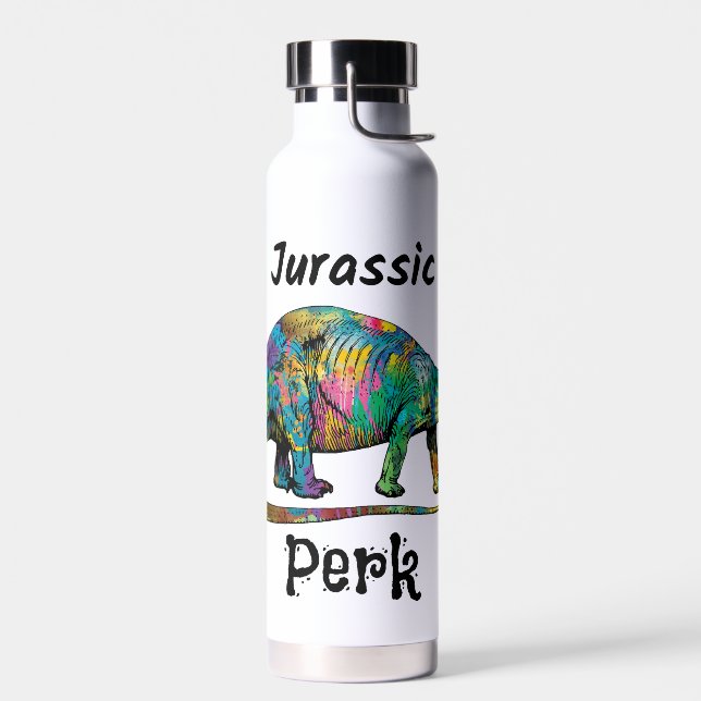 Jurassic Perk Farbiger Dinosaurier Weiß Trinkflasche (Links)