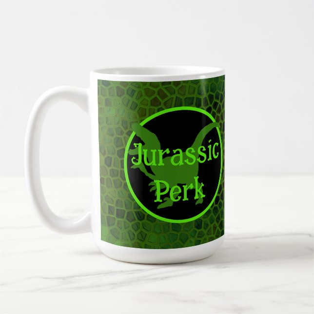 Jurassic Perk Green Dinosaur Hide  Kaffeetasse (Links)