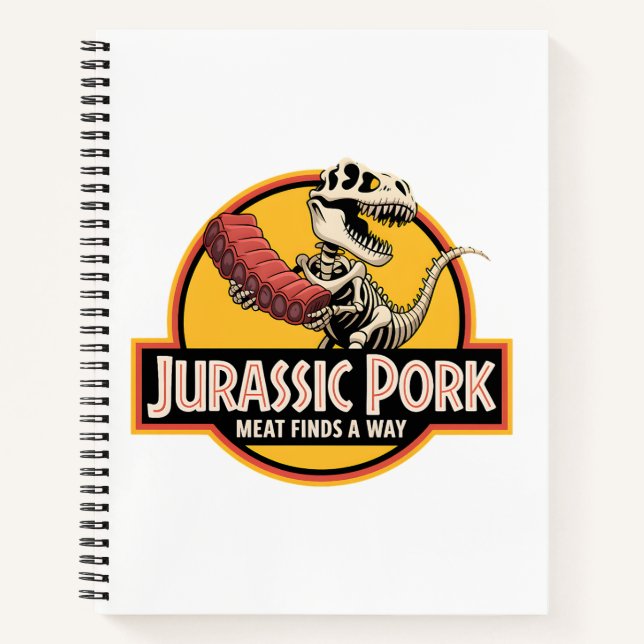 Jurassic Pork – Kultiges Notizbuch für Grillfans (Vorderseite)