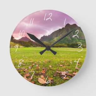 Jurassic Sunset Runde Wanduhr