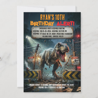 Jurassic T Rex Abenteuer 10. Geburtstagsfeier Einladung