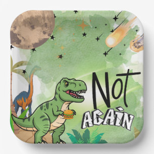 Jurassic-themenbezogener humorvoller 'Nicht wieder Pappteller