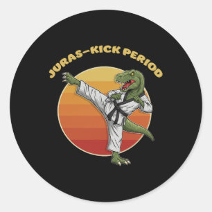 Jurassic-Tritt Periode Lustiger Karate Kampfsport Runder Aufkleber