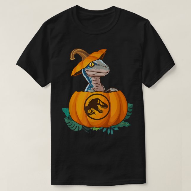 Jurassic World Halloween Dinosaur Pumpkin Logo T-Shirt (Design vorne)