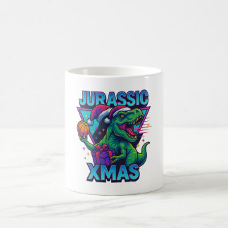 Jurassic Xmas T-Rex - Retro 80s Neon Dinosaur Xmas Kaffeetasse
