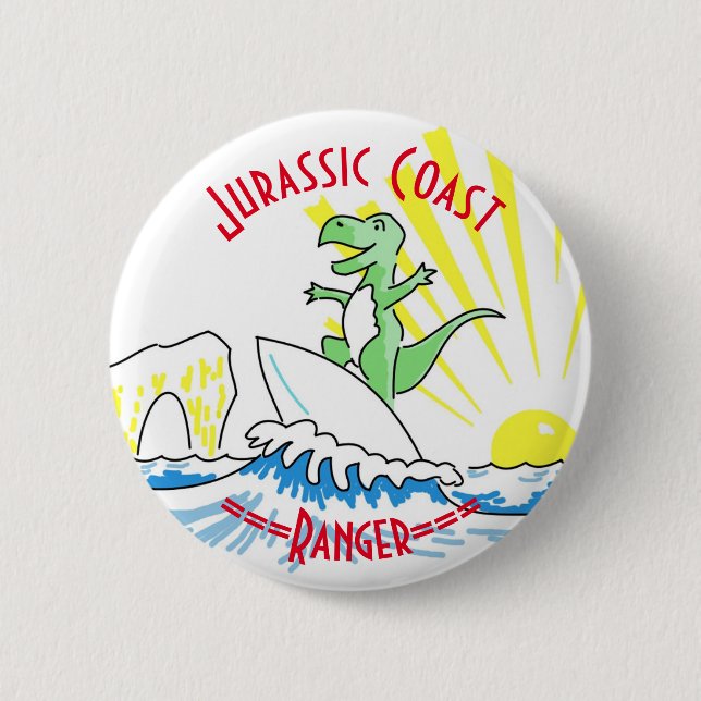 Jurassische Küste Surfing Dinosaurier Ranger  Button (Vorderseite)