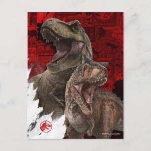 Jurassische Welt   T-Rex- und Carnotaurus-Zeichen Postkarte