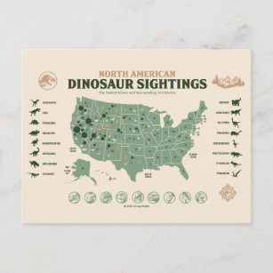 Jurassische Welt   USA Dinosaur Sightseeing Map Postkarte