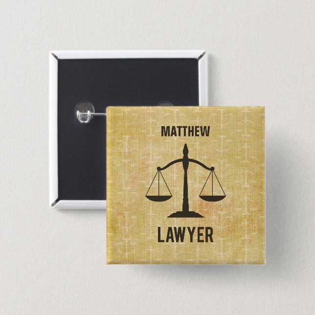 Jurastudium Abschluss Glückwunsch Skala der Justiz Button (Vorne & Hinten)