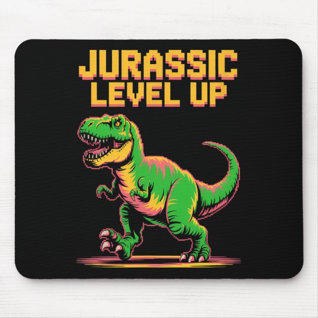 Juric Level Up Pixel Dinosaur Geburtstag Gamer  Mousepad (Vorne)