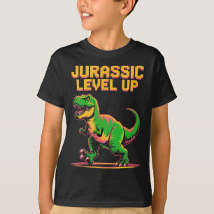 Juric Level Up Pixel Dinosaur Geburtstag Gamer  T-Shirt