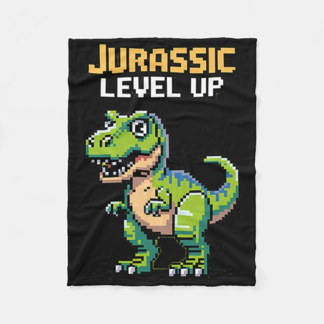Juric Level Up Pixel Dinosaur Retro Gamer  Fleecedecke (Vorderseite)