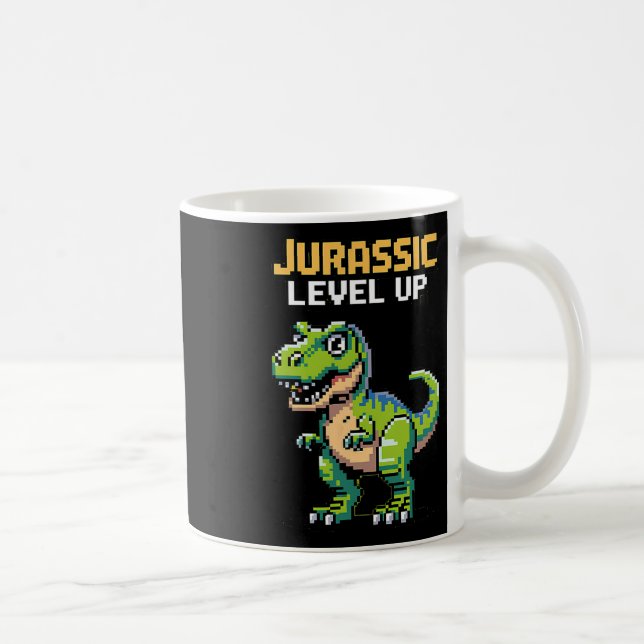 Juric Level Up Pixel Dinosaur Retro Gamer  Kaffeetasse (Rechts)