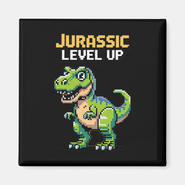 Juric Level Up Pixel Dinosaur Retro Gamer  Magnet (Vorne)
