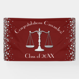 Juristenschule Maroon Silver Graduation Party Banner