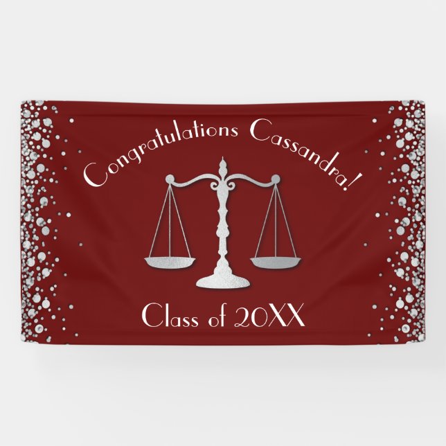 Juristenschule Maroon Silver Graduation Party Banner (Horizontal)