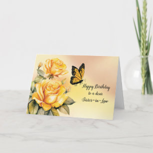 Juristerin Birthday Yellow Roses mit Butterfly Karte
