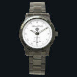 Juristische Aufnahmen in Monogramm Armbanduhr<br><div class="desc">Eine elegante individuelle Name-Schwarz-Weiß-Gesichtswache mit einem Symbol für die Justizskala und einem Platz für den Namen Ihres Geschenkempfängers. Ein großartiges Geschenk für Juristen, Juristen, Richter, Polizeibeamte oder Juristen beruflich. Ein tolles Geschenk für jemanden, der gerade eine harte Bar Prüfung bestanden hat. Diese Uhr enthält ein schwarzes Gesicht mit einer weißen...</div>