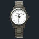 Juristische Aufnahmen in Monogramm Armbanduhr<br><div class="desc">Eine elegante individuelle Name-Schwarz-Weiß-Gesichtswache mit einem Symbol für die Justizskala und einem Platz für den Namen Ihres Geschenkempfängers. Ein großartiges Geschenk für Juristen, Juristen, Richter, Polizeibeamte oder Juristen beruflich. Ein tolles Geschenk für jemanden, der gerade eine harte Bar Prüfung bestanden hat. Diese Uhr enthält ein schwarzes Gesicht mit einer weißen...</div>