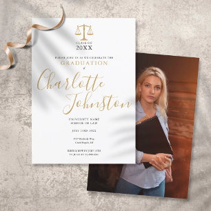 Juristische Fakultät Gold Schrift Foto Abschlussfe Einladung