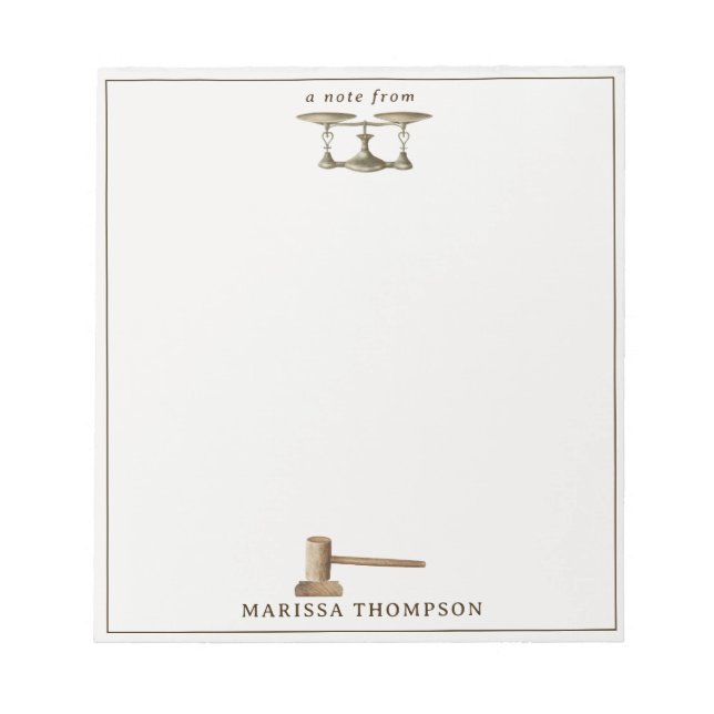 Juristische Skala Gavel Juristischer antiker Indiv Notizblock (Vorderseite)