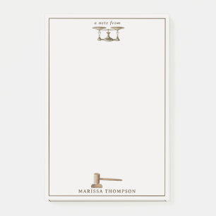 Juristische Skala Gavel Juristischer antiker Indiv Post-it Klebezettel