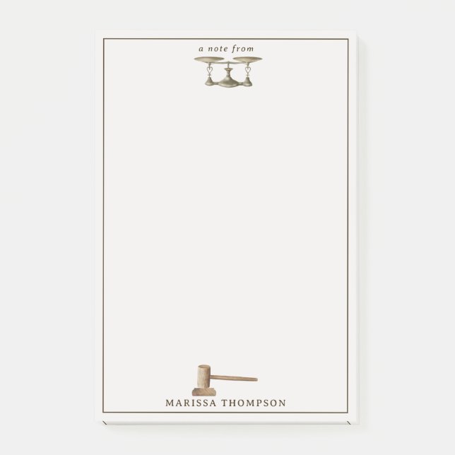 Juristische Skala Gavel Juristischer antiker Indiv Post-it Klebezettel (Vorderseite)