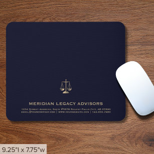 Juristische Skala Navy Blue und Gold Mousepad