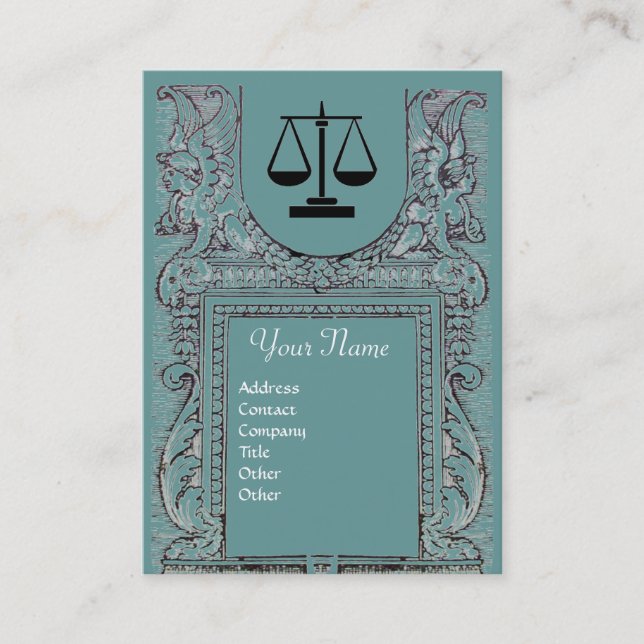 JURISTISCHES AMT, ATTORNEY Monogram, blau-grau Visitenkarte (Vorderseite)