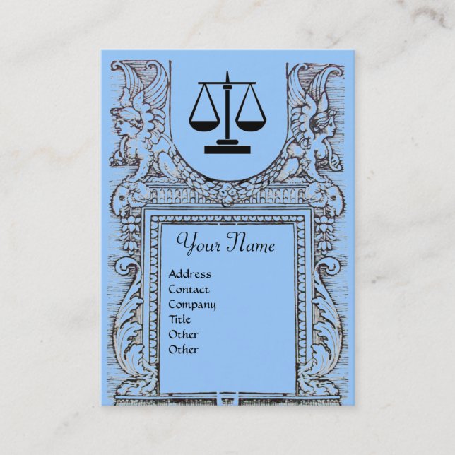 JURISTISCHES AMT, ATTORNEY Monogram, blau Visitenkarte (Vorderseite)