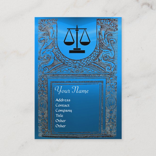 JURISTISCHES AMT, ATTORNEY Monogram, blau Visitenkarte (Vorderseite)