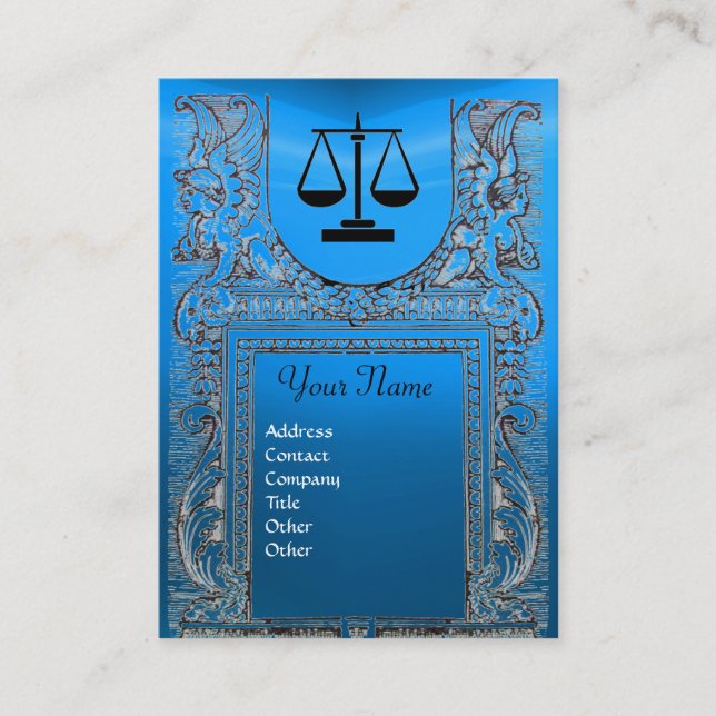 JURISTISCHES AMT, ATTORNEY Monogram blau Visitenkarte (Vorderseite)