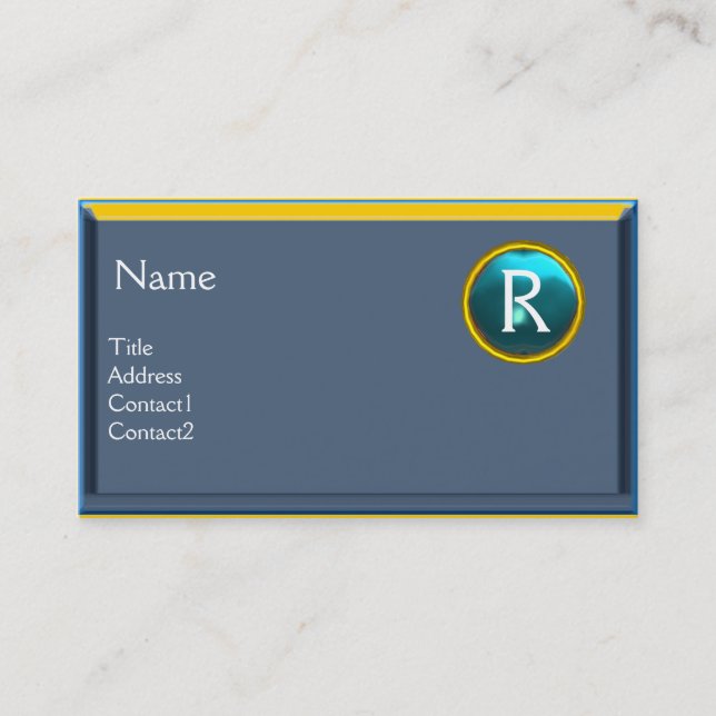 JURISTISCHES AMT, ATTORNEY Monogram Blue Saphir Visitenkarte (Vorderseite)