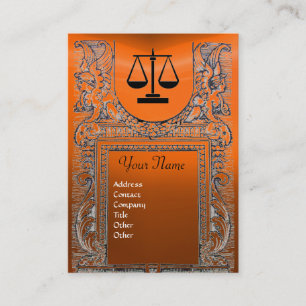 JURISTISCHES AMT, ATTORNEY Monogram, gelb orange Visitenkarte
