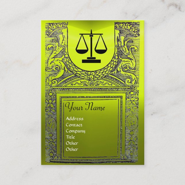 JURISTISCHES AMT, ATTORNEY Monogram gelb Visitenkarte (Vorderseite)