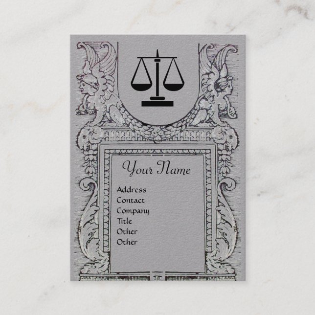 JURISTISCHES AMT, ATTORNEY Monogram Graues Papier Visitenkarte (Vorderseite)