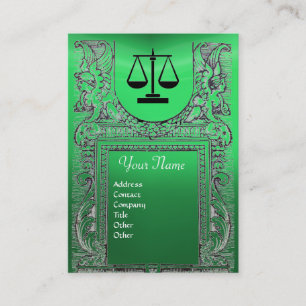 JURISTISCHES AMT, ATTORNEY Monogram grün Visitenkarte