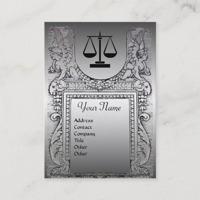 JURISTISCHES AMT, ATTORNEY Monogram Platinum Perle Visitenkarte (Vorderseite)
