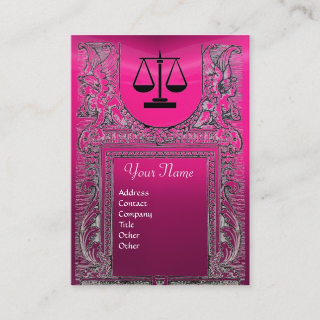 JURISTISCHES AMT, ATTORNEY-Monogramm, rosa Visitenkarte (Vorderseite)