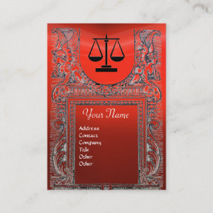 JURISTISCHES AMT, ATTORNEY Monogramm, rot Visitenkarte