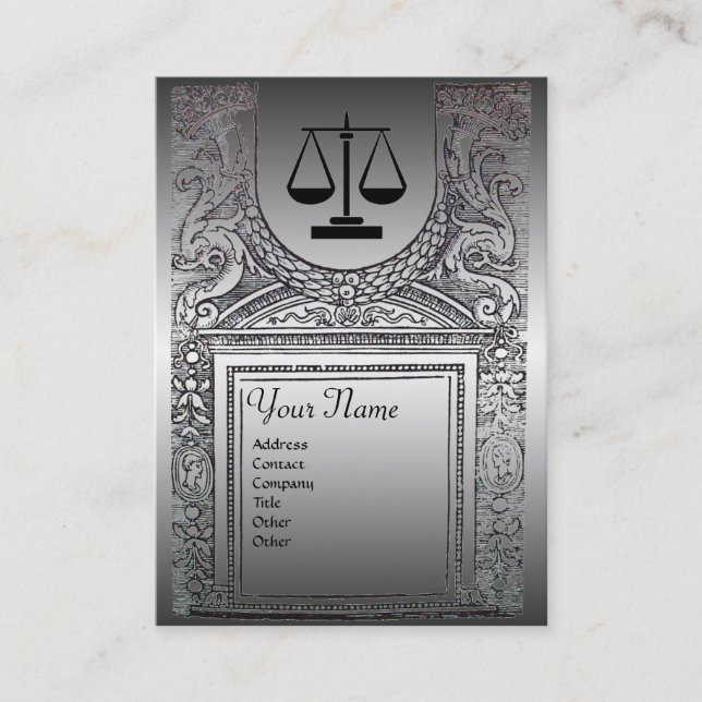 JURISTISCHES AMT, ATTORNEY Platinum Monogramm Visitenkarte (Vorderseite)