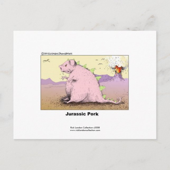 Jurrasic Pork Unglaublich witzig Cartoon Postcard Postkarte (Vorderseite)