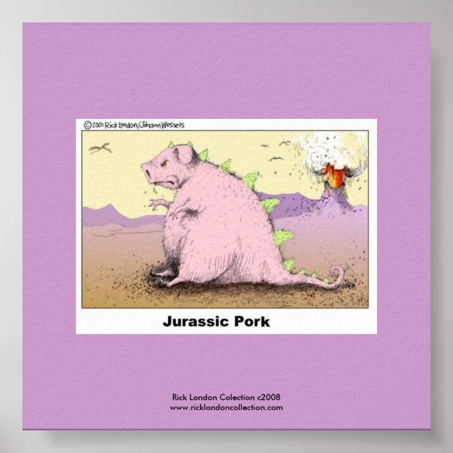 Jurrasic Pork Unglaublich witzig Cartoon Poster (Vorne)