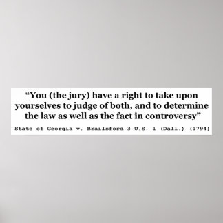 Jury Nullification Staat von Georgia gegen Brailsf Poster