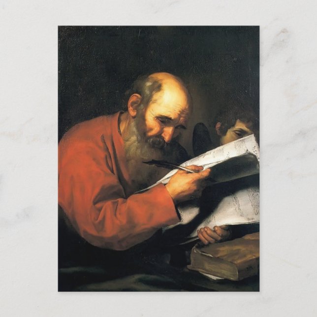 Jusepe de Ribera-St. Matthew mit dem Engel Postkarte (Vorderseite)