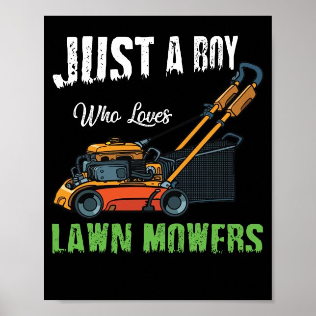 Just A Boy Who Love Lawn Mowing Lawn Mower Farm Poster (Vorne)